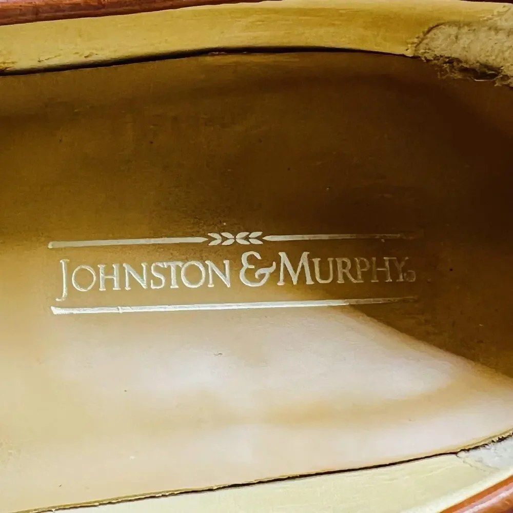 Johnston & Murphy Shoes Men 8.5 Brown Leather Kiltie Tassel Loafer Italy Dress
